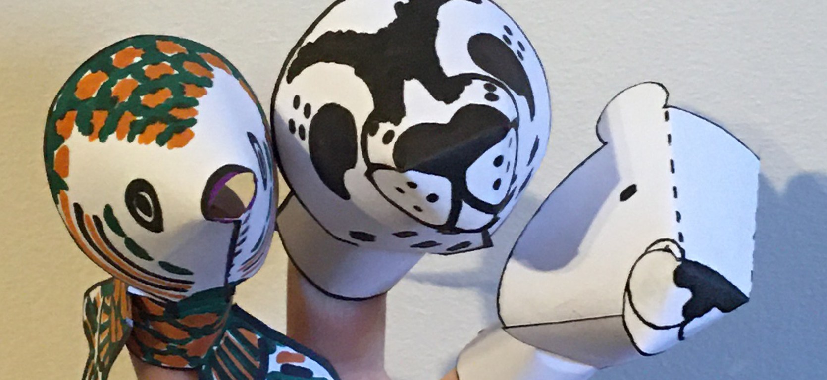 Photograph of three finger puppets