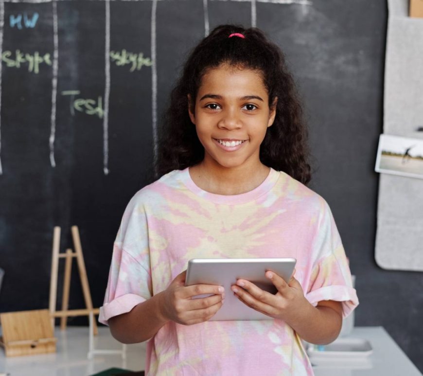 Girl in classroom with