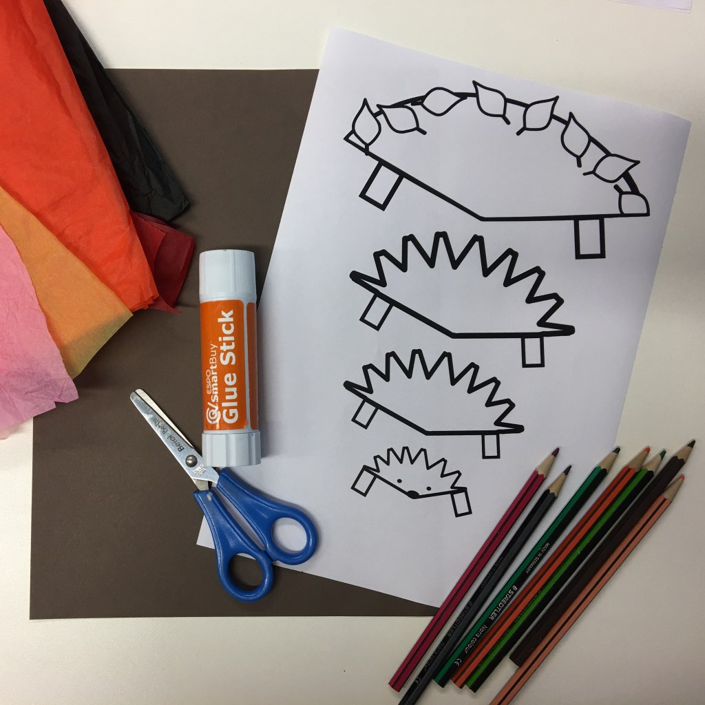 Hedgehog craft materials