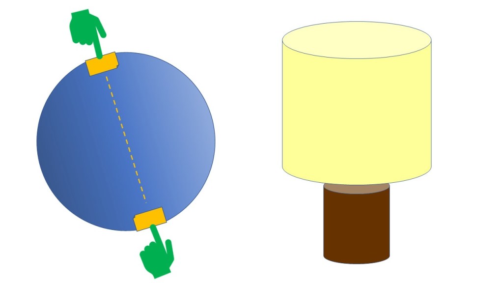 Sphere with axis between north and south poles at an angle