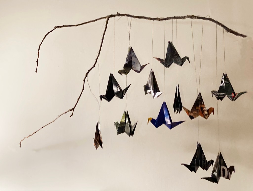 Origami starling decoration