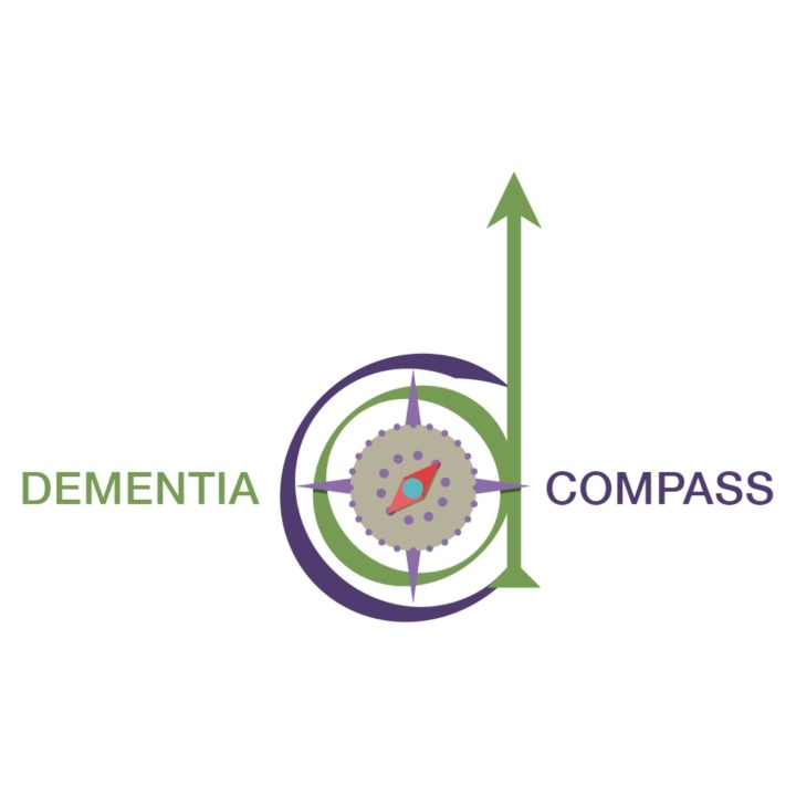 Dementia Compass logo - depicting a compass centred within a 'c' and 'd'