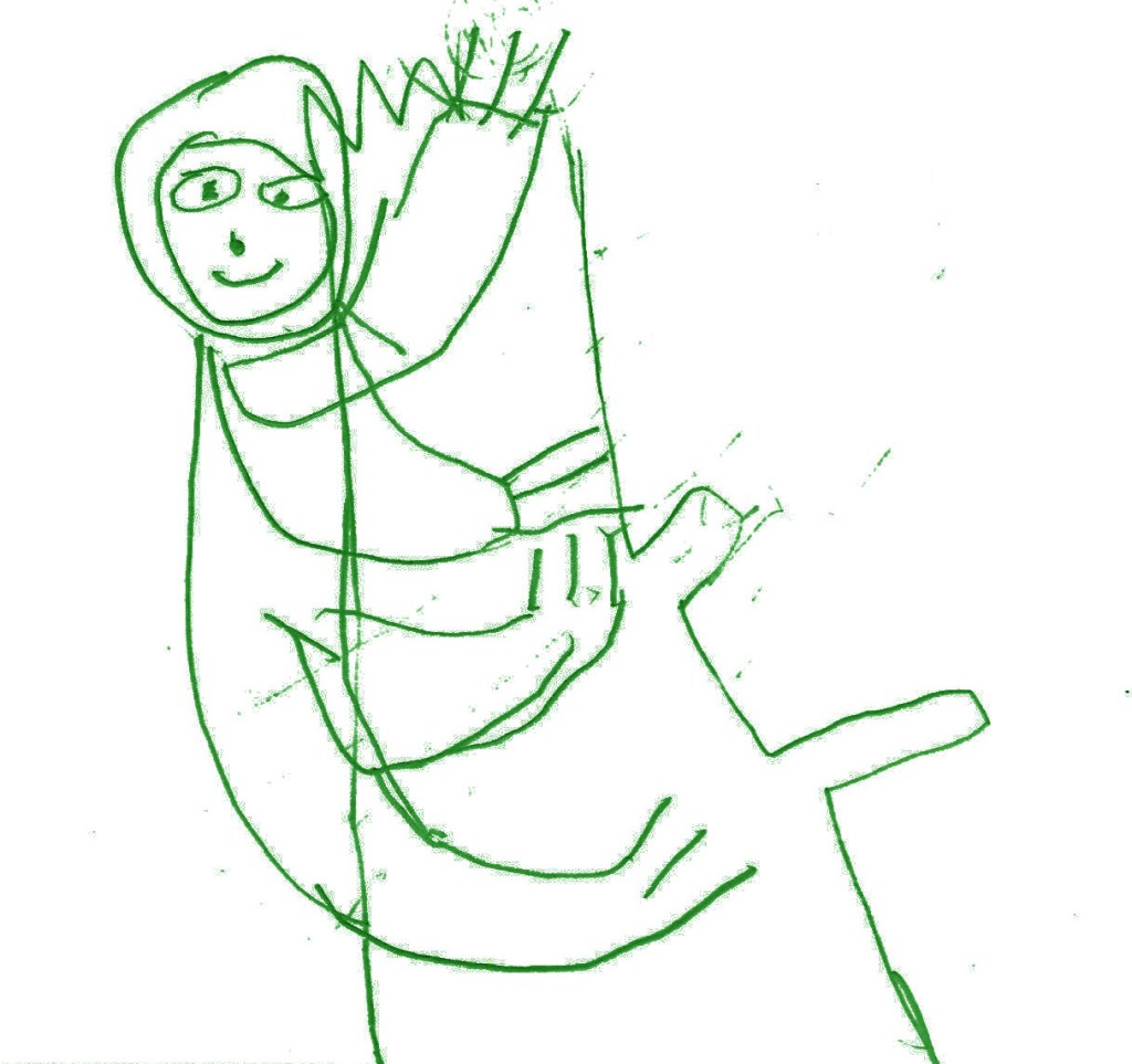 Three-toed sloth illustration by Teddy age 6