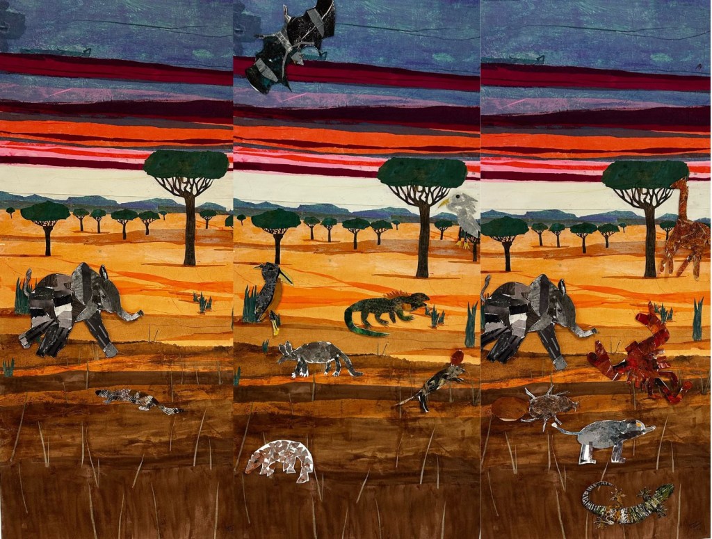 Collaged picture of Afcrican savanna