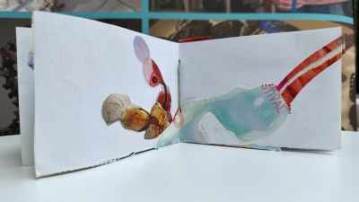 Inside a zine with abstract images